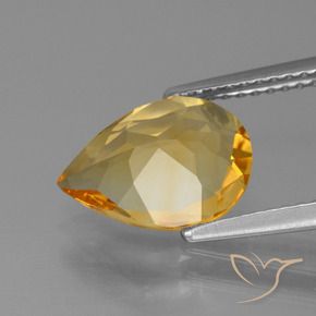 Citrine Orange doré profond naturelle En forme de poire, 2.10 ct, VVS-VS