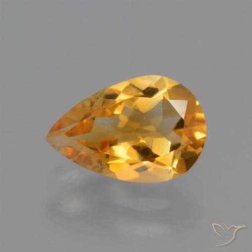 Citrine doré naturelle en forme de poire, 1,24 ct, VVS-VS