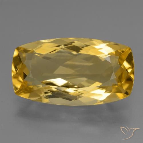 Citrine doré naturelle coupe coussin, 6,44 ct, VVS