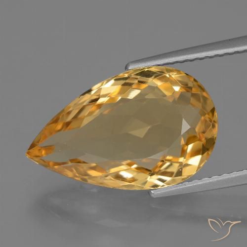 Citrine Or orange foncé naturelle En forme de poire, 6.71 ct, VVS