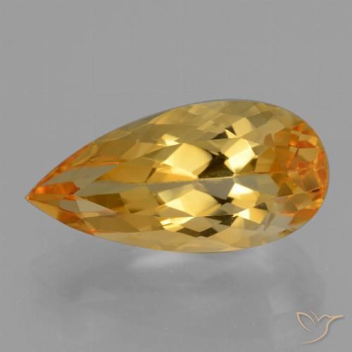 Citrine Doré foncé naturelle En forme de poire, 5.54 ct, VVS