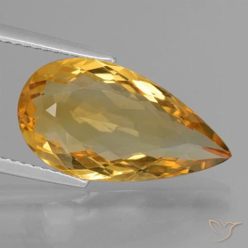 Citrine Orange doré profond naturelle En forme de poire, 5.78 ct, VVS