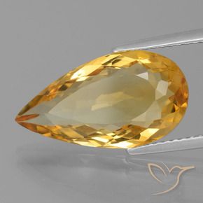 Citrine Orange doré profond naturelle En forme de poire, 5.78 ct, VVS