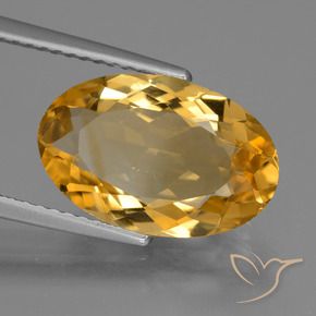 Citrine Orange doré profond naturelle ovale, 4.00 ct, VS