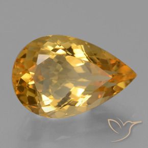 Citrine Orange doré profond naturelle En forme de poire, 4.62 ct, VVS