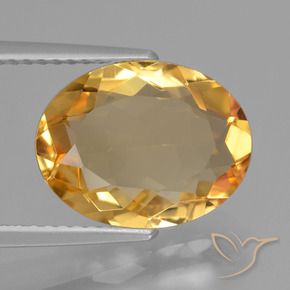 Citrine Orange doré profond naturelle ovale, 3.76 ct, VVS