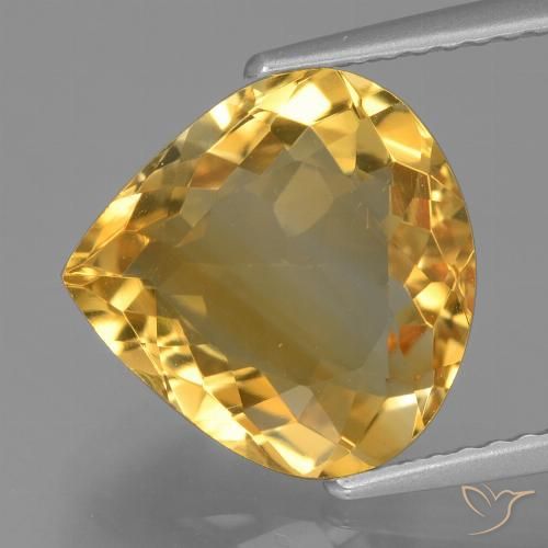 Citrine Orange Doré naturelle En forme de poire, 4.08 ct, VVS
