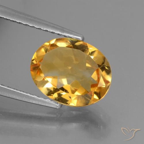 Citrine Or-orange moyen naturelle ovale, 2.33 ct, VS