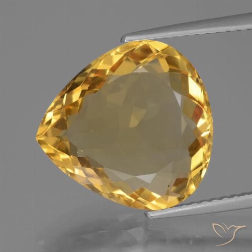 7.15ct Naturel Doré moyen-foncé Citrine, En forme de poire, VVS