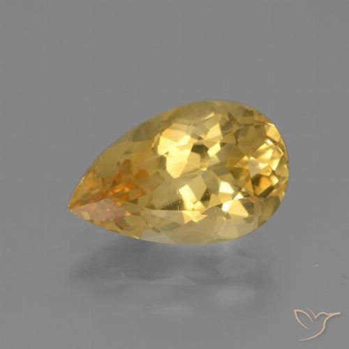Citrine Doré moyen-foncé naturelle En forme de poire, 3.12 ct, VVS