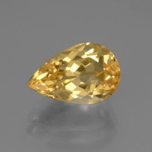 Citrine doré naturelle en forme de poire, 3,65 ct, VVS
