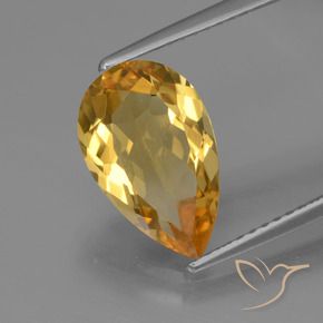 Citrine Orange doré profond naturelle En forme de poire, 2.80 ct, VVS