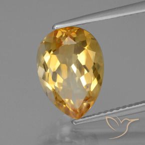 Citrine Orange-or léger naturelle En forme de poire, 3.46 ct, VVS