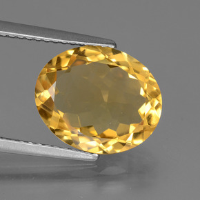 Citrine doré naturelle coupe ovale, 3,77 ct, VVS