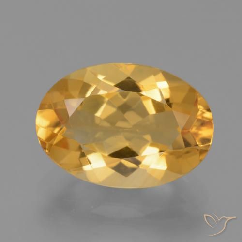 Citrine Orange-or moyen-léger naturelle ovale, 4.10 ct, VVS