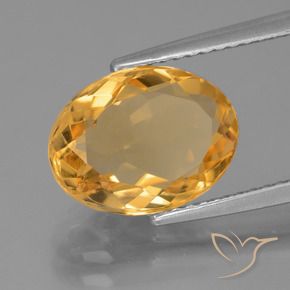 Citrine Orange doré profond naturelle ovale, 3.45 ct, VVS