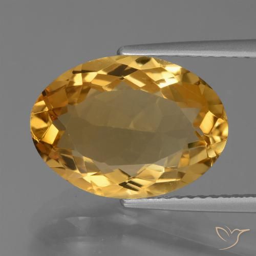 Citrine Orange doré profond naturelle ovale, 5.53 ct, VVS