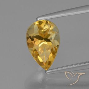Citrine Orange Doré naturelle En forme de poire, 1.27 ct, VVS