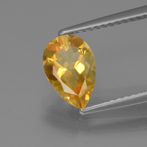 Citrine jaune naturelle en forme de poire, 1,06 ct, VVS