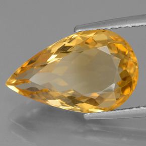 Citrine Orange doré profond naturelle En forme de poire, 5.58 ct, VVS