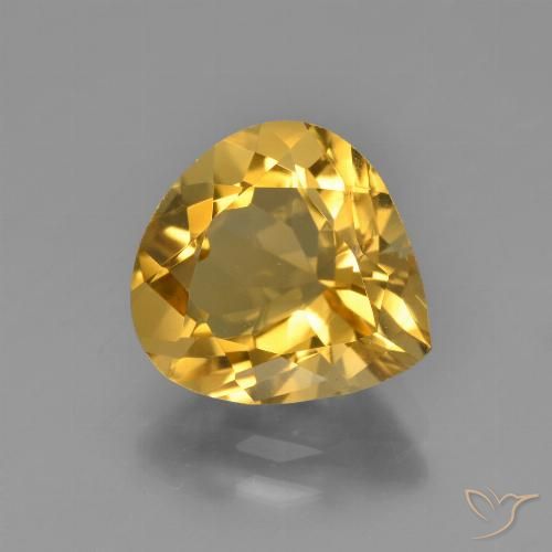 Citrine Doré profond naturelle En forme de poire, 3.34 ct, VS