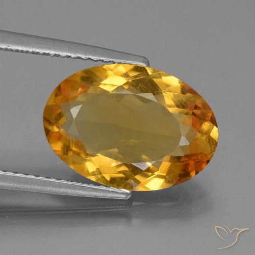Citrine Doré-orange foncé naturelle ovale, 4.07 ct, VVS-VS