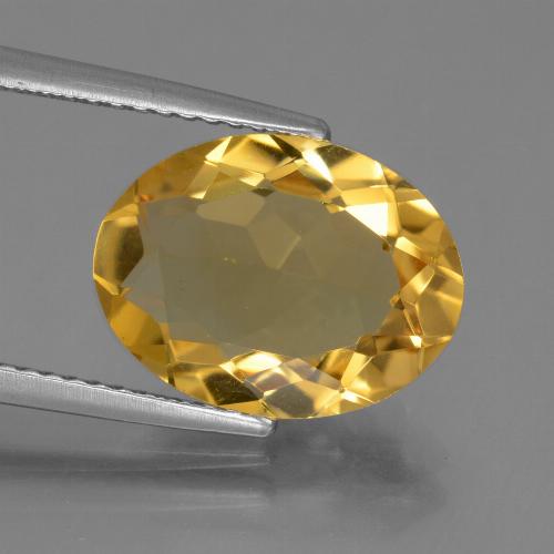 Citrine doré naturelle coupe ovale, 4,22 ct, VVS