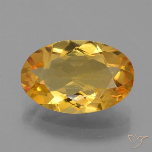 Citrine Orange doré profond naturelle ovale, 3.36 ct, VS
