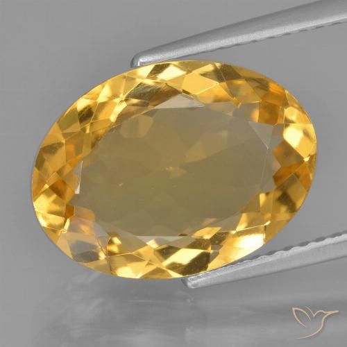 Citrine Orange doré profond naturelle ovale, 5.02 ct, VVS-VS
