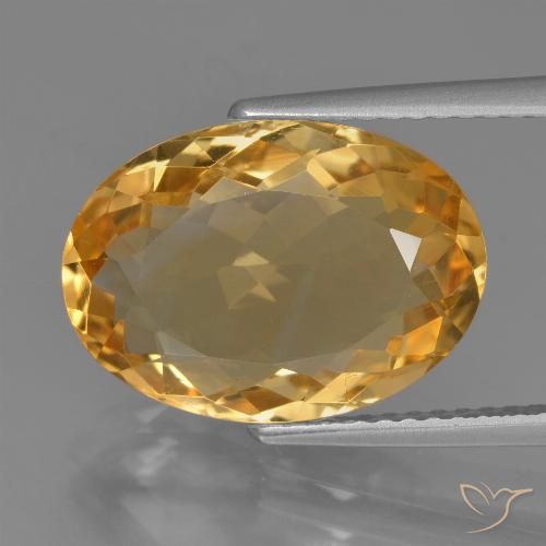 Citrine Orange doré profond naturelle ovale, 5.99 ct, VVS