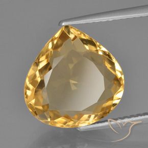 Citrine Orange doré profond naturelle En forme de poire, 6.37 ct, VVS