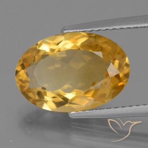 Citrine Orange doré profond naturelle ovale, 4.43 ct, VVS