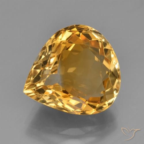 4.78ct Naturel Doré moyen-foncé Citrine, En forme de poire, VVS-VS