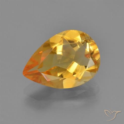 Citrine Orange-or moyen-léger naturelle En forme de poire, 3.06 ct, VVS-VS