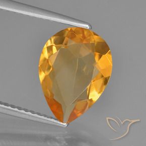 Citrine Orange foncé naturelle En forme de poire, 2.76 ct, VVS-VS