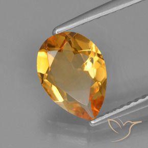 Citrine Doré-orange foncé naturelle En forme de poire, 1.23 ct, VVS-VS