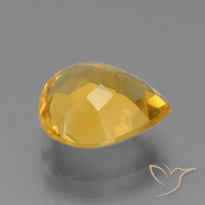 Citrine Doré vif naturelle En forme de poire, 4.02 ct, VVS-VS