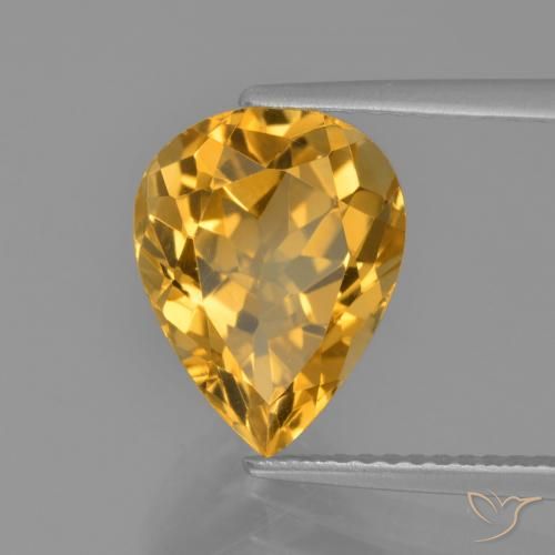 Citrine Doré foncé naturelle En forme de poire, 3.54 ct, VVS