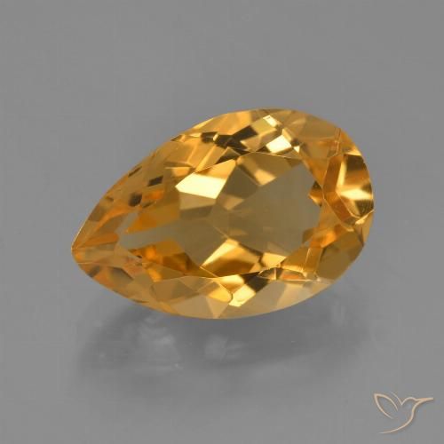 Citrine Doré-orange foncé naturelle En forme de poire, 3.93 ct, VVS-VS