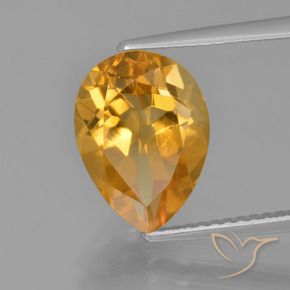 Citrine Or orange foncé naturelle En forme de poire, 3.24 ct, VVS-VS
