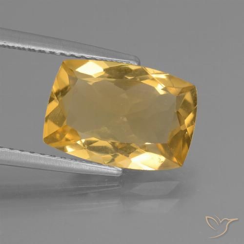 Citrine Doré moyen-foncé naturelle Coussin, 3.51 ct, VVS-VS