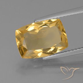 Citrine Doré moyen-foncé naturelle Coussin, 3.51 ct, VVS-VS