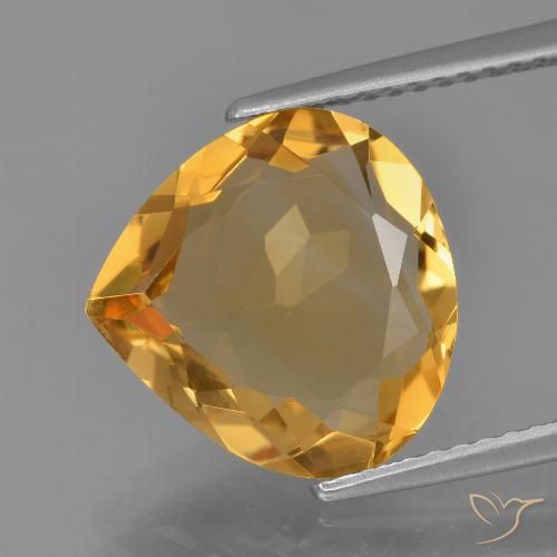 Citrine Doré-orange foncé naturelle En forme de poire, 4.19 ct, VVS-VS