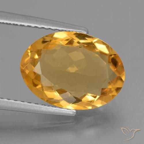 Citrine Orange-or moyen-léger naturelle ovale, 3.77 ct, VVS-VS