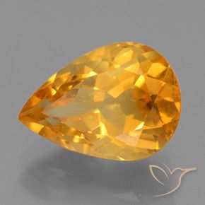 Citrine Orange foncé naturelle En forme de poire, 3.74 ct, VVS-VS
