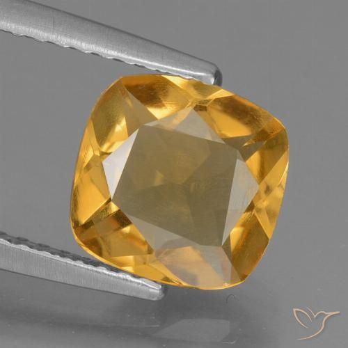 1.53ct Naturel Orange doré profond Citrine, Coussin, VS