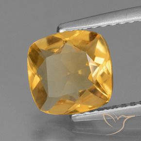 Citrine Orange doré profond naturelle Coussin, 1.53 ct, VS