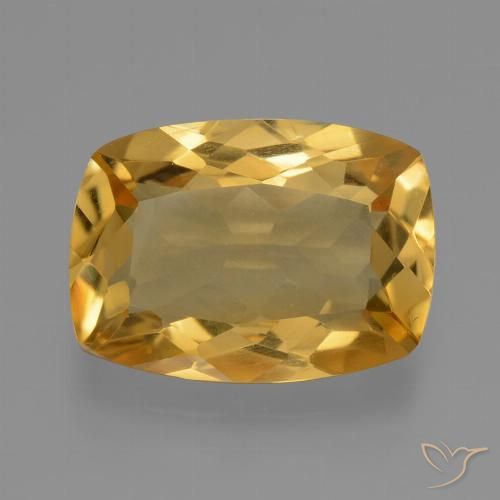 Citrine Doré moyen-foncé naturelle Coussin, 3.21 ct, VVS-VS