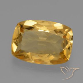 Citrine Doré moyen-foncé naturelle Coussin, 3.21 ct, VVS-VS
