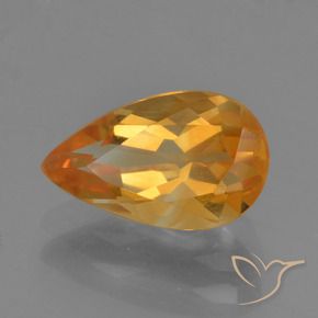 Citrine Orange foncé naturelle En forme de poire, 1.66 ct, VVS-VS